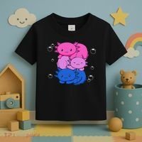 Kawaii Axolotl Pile Bisexual Pride Flag Bi LGBTQ  Toddler T-Shirt thumb 3