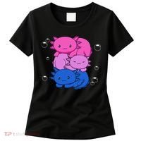 Kawaii Axolotl Pile Bisexual Pride Flag Bi LGBTQ  Women's T-Shirt thumb 0
