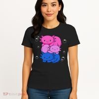 Kawaii Axolotl Pile Bisexual Pride Flag Bi LGBTQ  Women's T-Shirt thumb 4