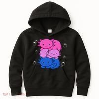 Kawaii Axolotl Pile Bisexual Pride Flag Bi LGBTQ  Kids Hoodie thumb 0