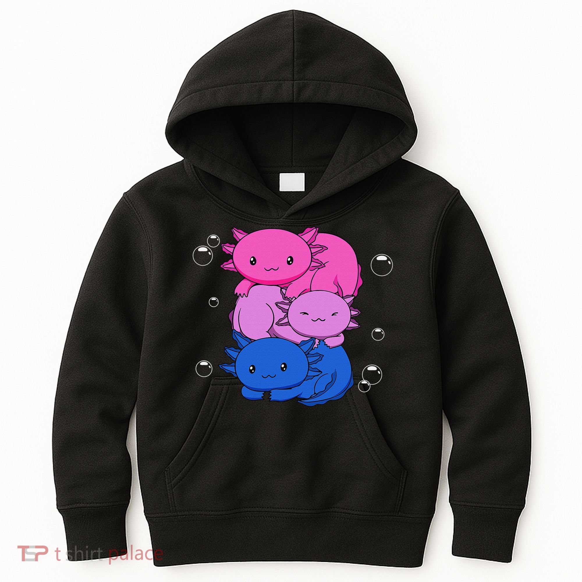 Kawaii Axolotl Pile Bisexual Pride Flag Bi LGBTQ  Kids Hoodie