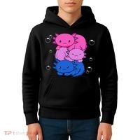 Kawaii Axolotl Pile Bisexual Pride Flag Bi LGBTQ  Kids Hoodie thumb 4