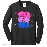 Kawaii Axolotl Pile Bisexual Pride Flag Bi LGBTQ  Kids Long Sleeve Shirt thumb 0