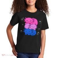 Kawaii Axolotl Pile Bisexual Pride Flag Bi LGBTQ  Kids T-Shirt thumb 2