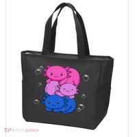Kawaii Axolotl Pile Bisexual Pride Flag Bi LGBTQ  Tote Bag thumb 3