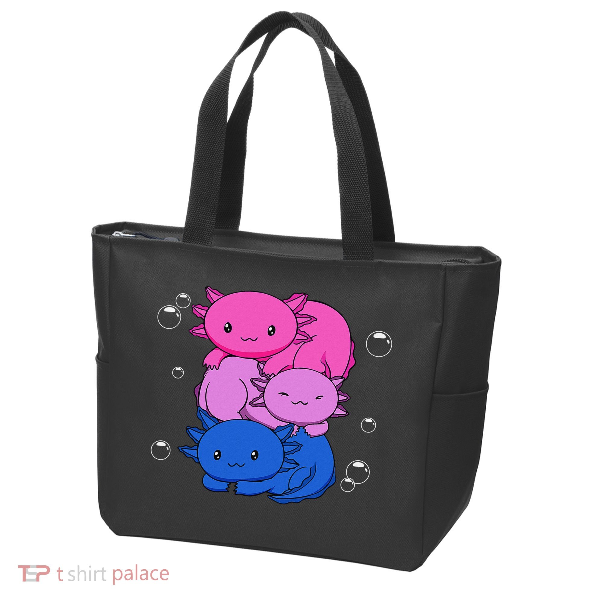 Kawaii Axolotl Pile Bisexual Pride Flag Bi LGBTQ  Tote Bag