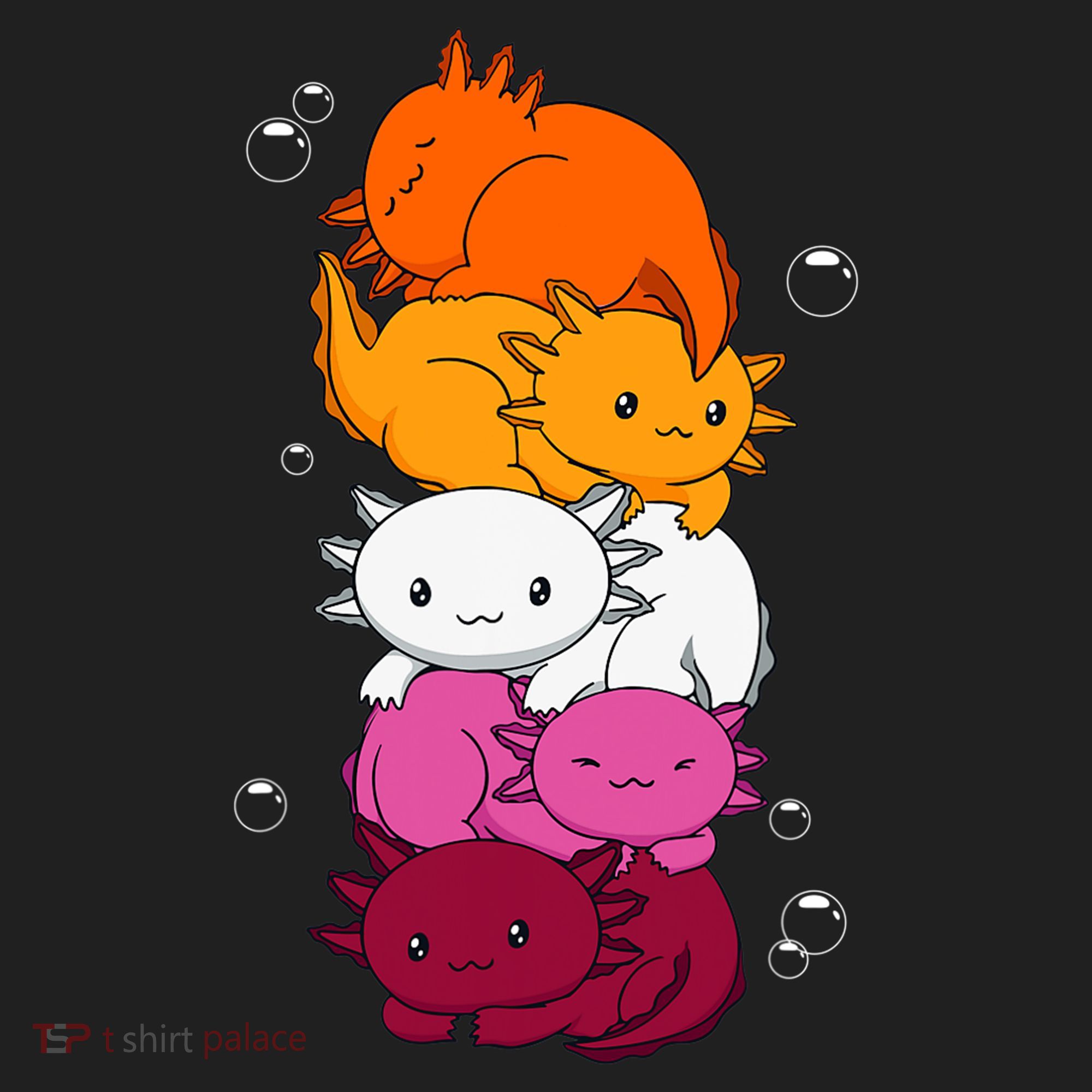 Kawaii Axolotl Pile Lesbian Pride Flag LGBTQ Tumbler