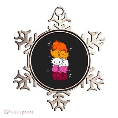 Kawaii Axolotl Pile Lesbian Pride Flag LGBTQ Ornament
