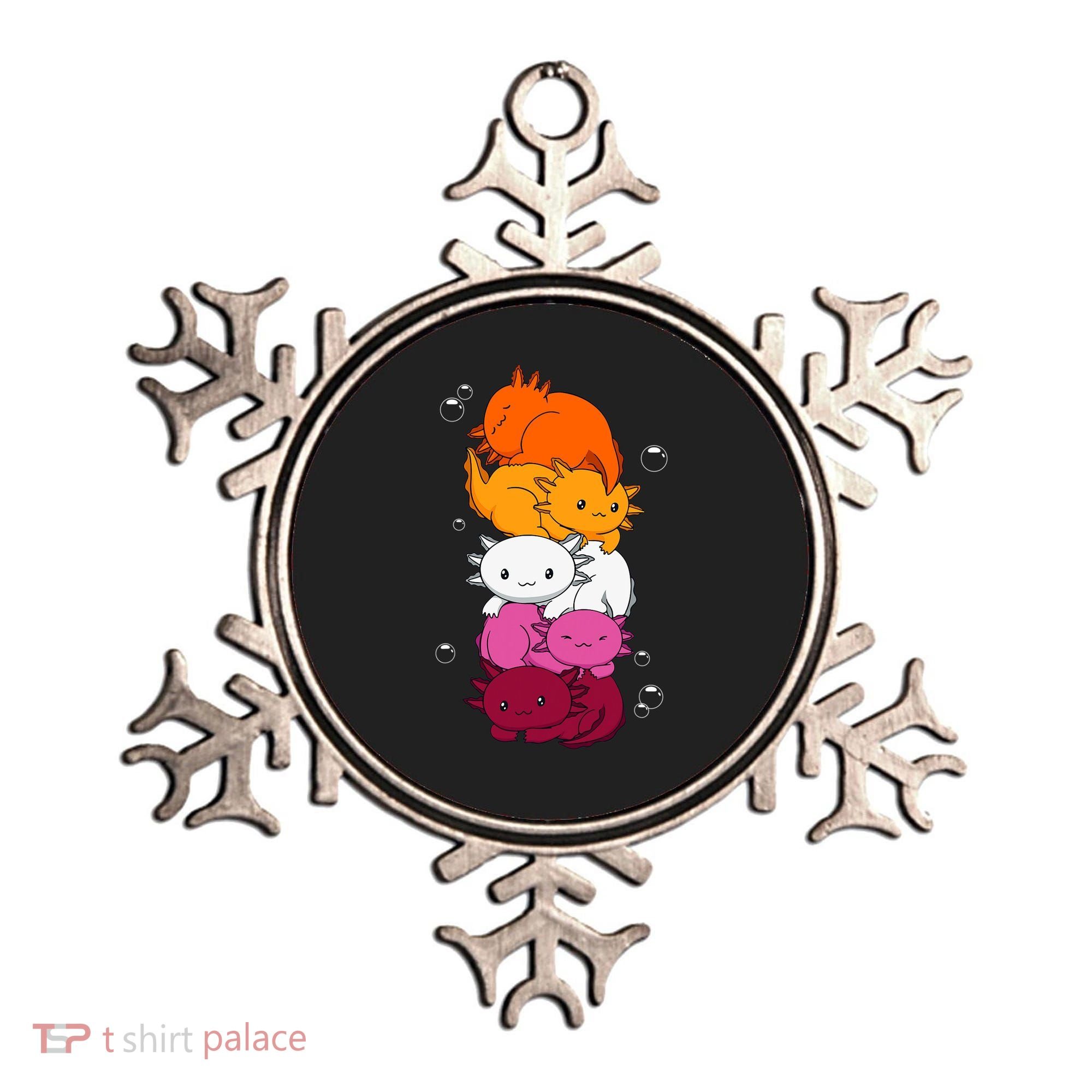 Kawaii Axolotl Pile Lesbian Pride Flag LGBTQ Ornament