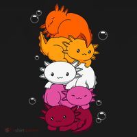 Kawaii Axolotl Pile Lesbian Pride Flag LGBTQ Ornament thumb 1