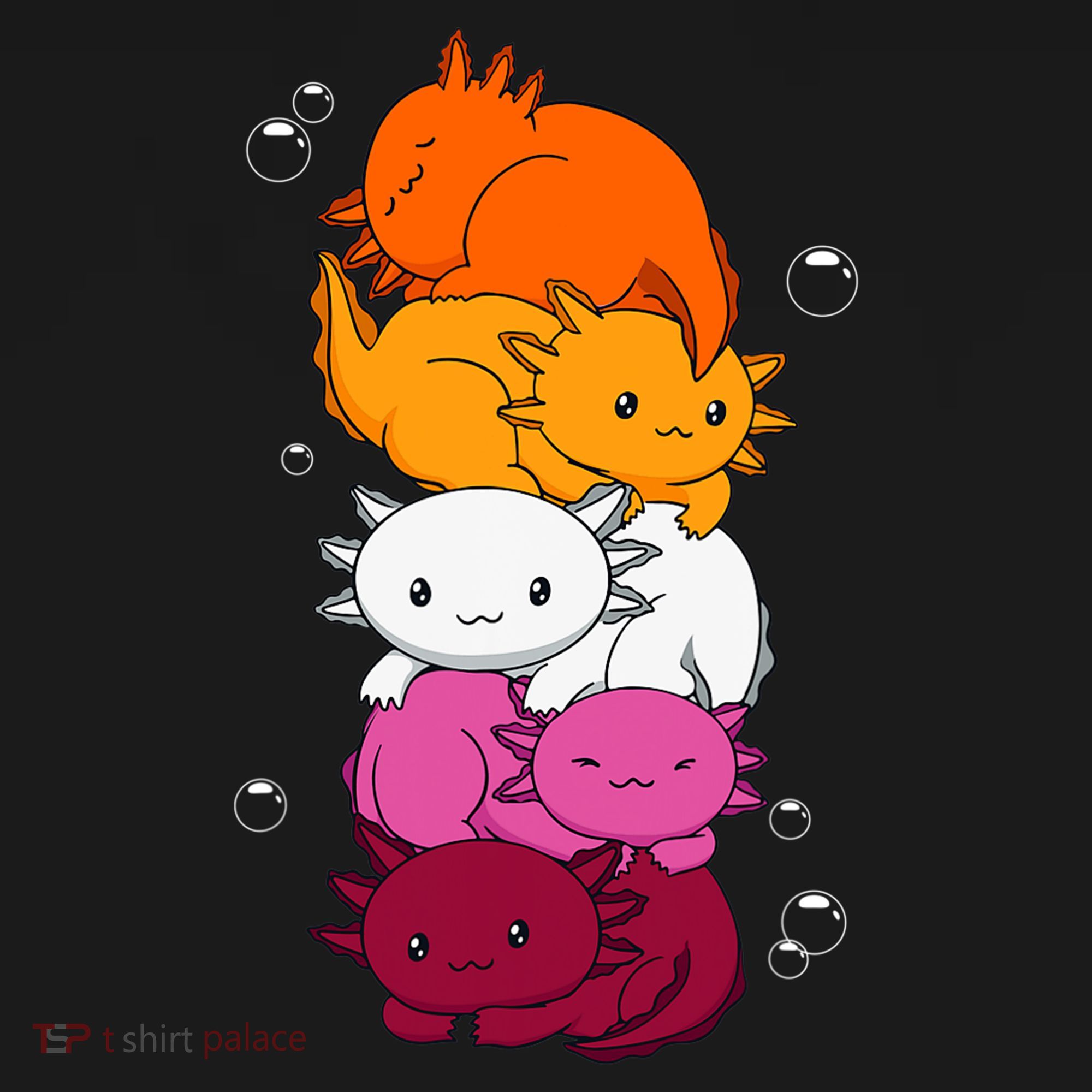 Kawaii Axolotl Pile Lesbian Pride Flag LGBTQ Ornament