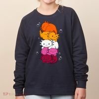 Kawaii Axolotl Pile Lesbian Pride Flag LGBTQ Women's Sweatshirt thumb 0