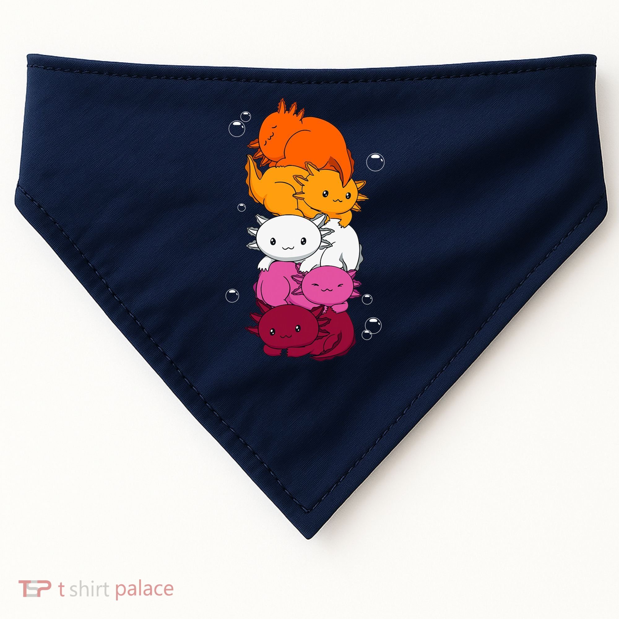 Kawaii Axolotl Pile Lesbian Pride Flag LGBTQ USA-Made Doggie Bandana