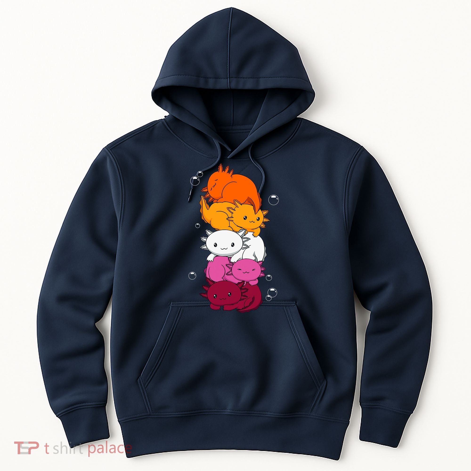 Kawaii Axolotl Pile Lesbian Pride Flag LGBTQ Hoodie