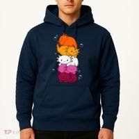 Kawaii Axolotl Pile Lesbian Pride Flag LGBTQ Hoodie thumb 2