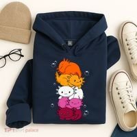 Kawaii Axolotl Pile Lesbian Pride Flag LGBTQ Hoodie thumb 4
