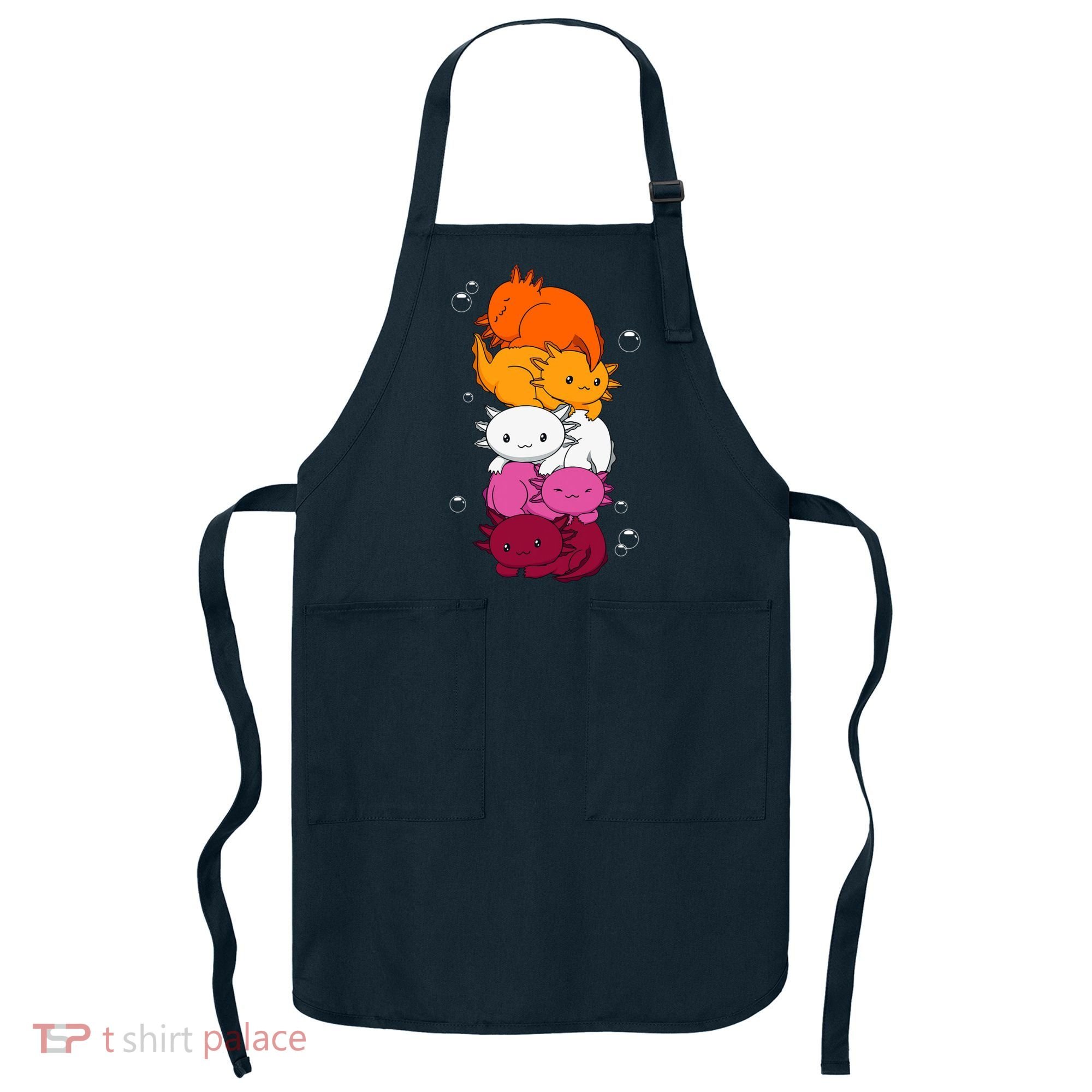 Kawaii Axolotl Pile Lesbian Pride Flag LGBTQ Apron