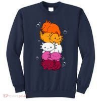 Kawaii Axolotl Pile Lesbian Pride Flag LGBTQ Sweatshirt thumb 0