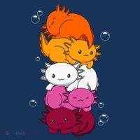 Kawaii Axolotl Pile Lesbian Pride Flag LGBTQ Women's Hoodie thumb 2