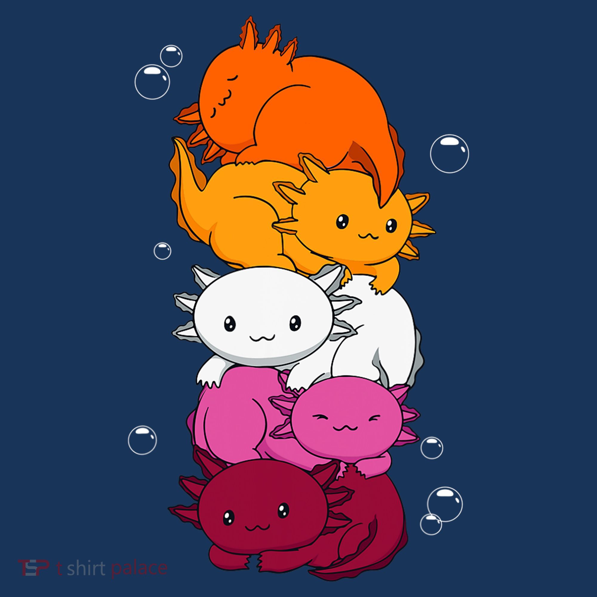 Kawaii Axolotl Pile Lesbian Pride Flag LGBTQ Women's Hoodie