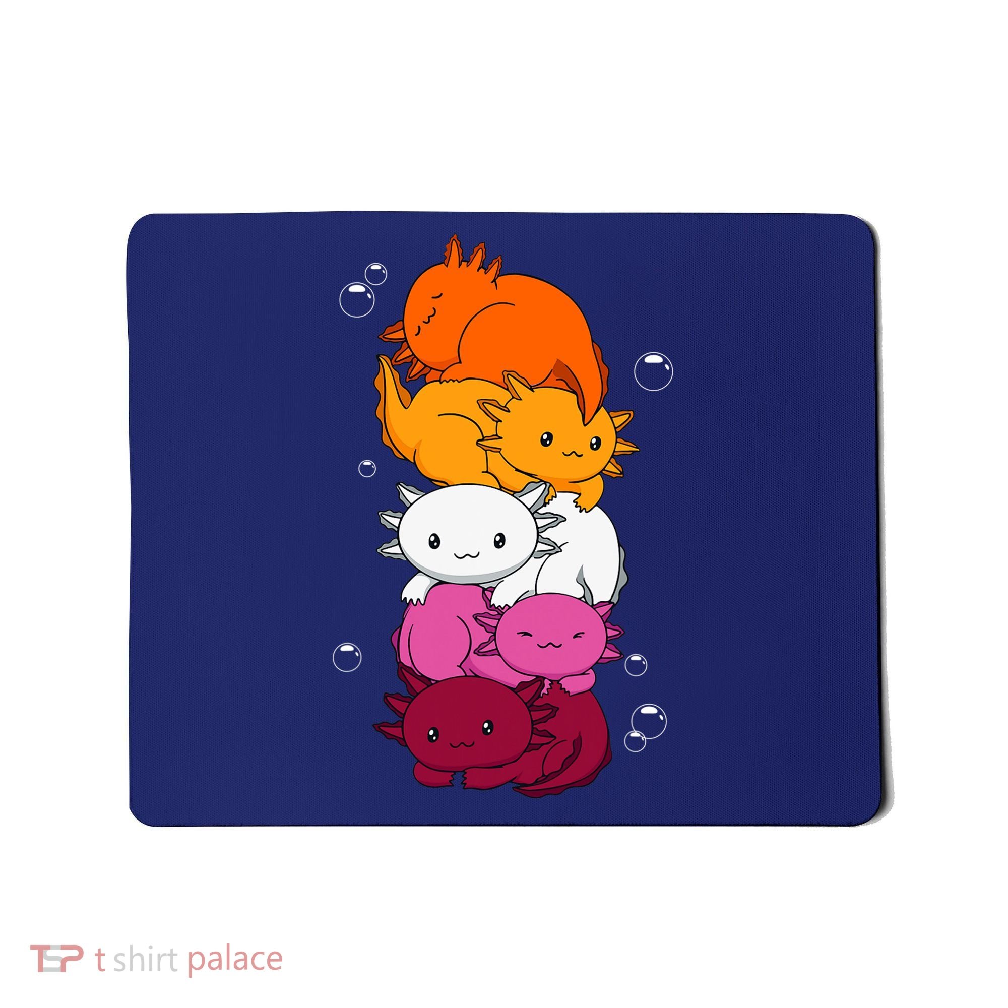 Kawaii Axolotl Pile Lesbian Pride Flag LGBTQ Mousepad