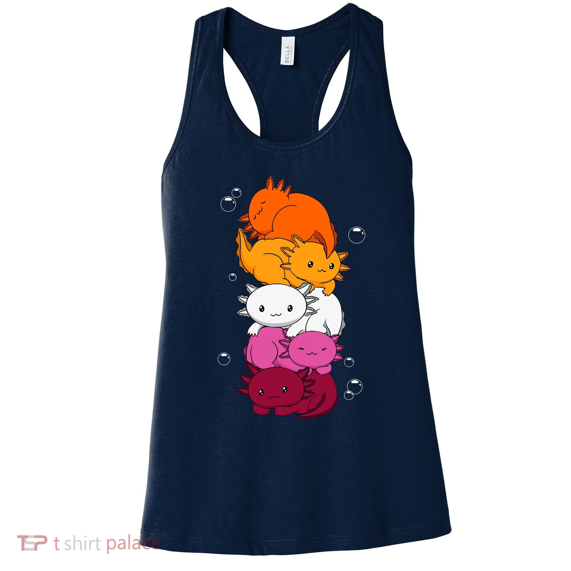 Kawaii Axolotl Pile Lesbian Pride Flag LGBTQ Women's Tank Top