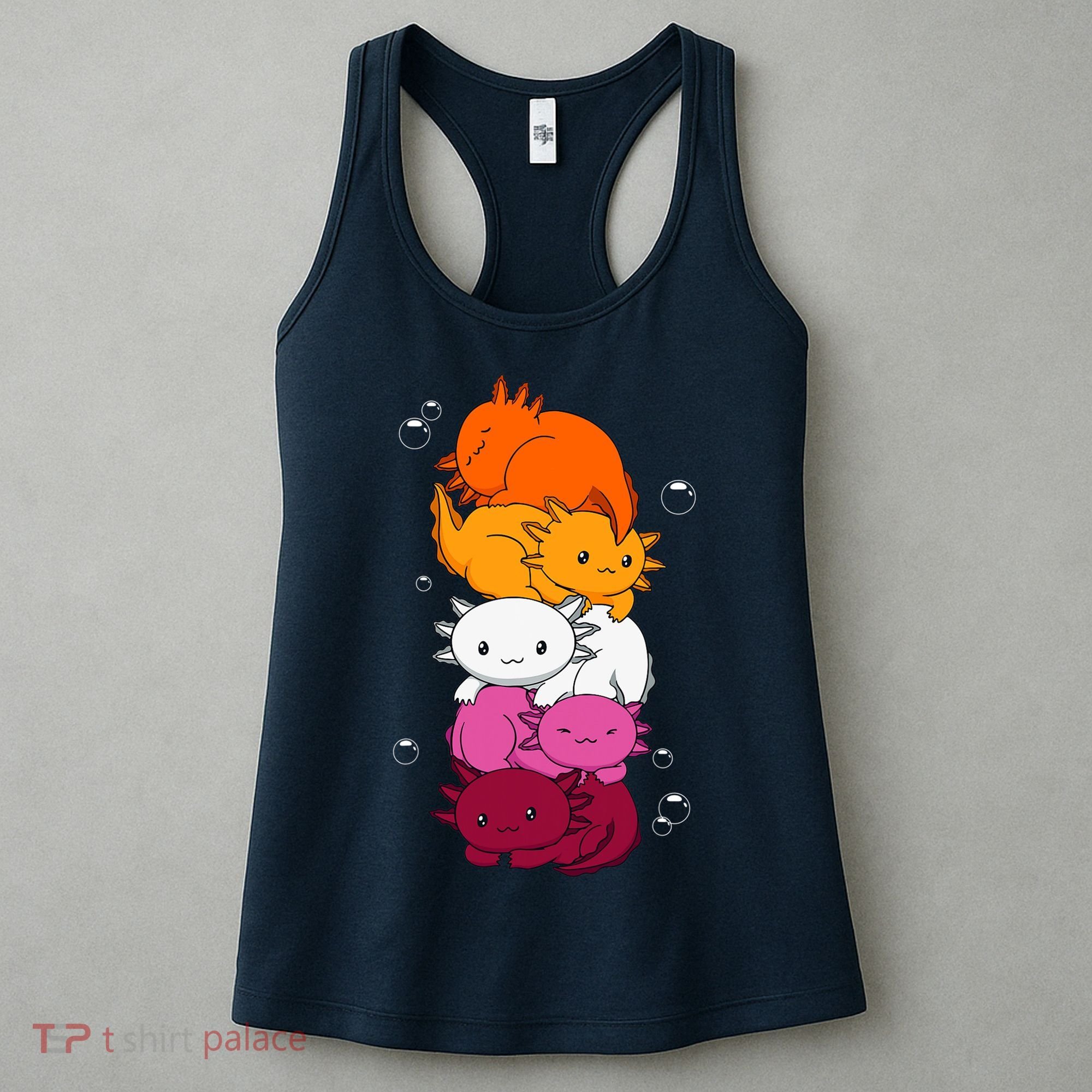 Kawaii Axolotl Pile Lesbian Pride Flag LGBTQ Women's Tank Top