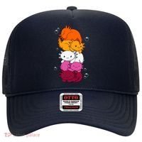Kawaii Axolotl Pile Lesbian Pride Flag LGBTQ Hat thumb 0