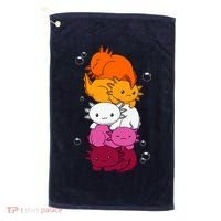 Kawaii Axolotl Pile Lesbian Pride Flag LGBTQ Golf Towel thumb 0