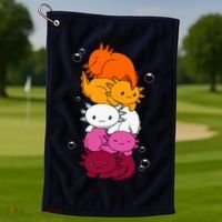 Kawaii Axolotl Pile Lesbian Pride Flag LGBTQ Golf Towel thumb 1