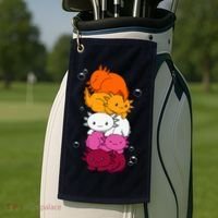 Kawaii Axolotl Pile Lesbian Pride Flag LGBTQ Golf Towel thumb 2