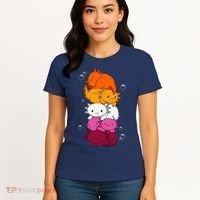 Kawaii Axolotl Pile Lesbian Pride Flag LGBTQ Women's T-Shirt thumb 4
