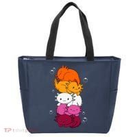 Kawaii Axolotl Pile Lesbian Pride Flag LGBTQ Tote Bag thumb 0