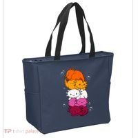 Kawaii Axolotl Pile Lesbian Pride Flag LGBTQ Tote Bag thumb 2