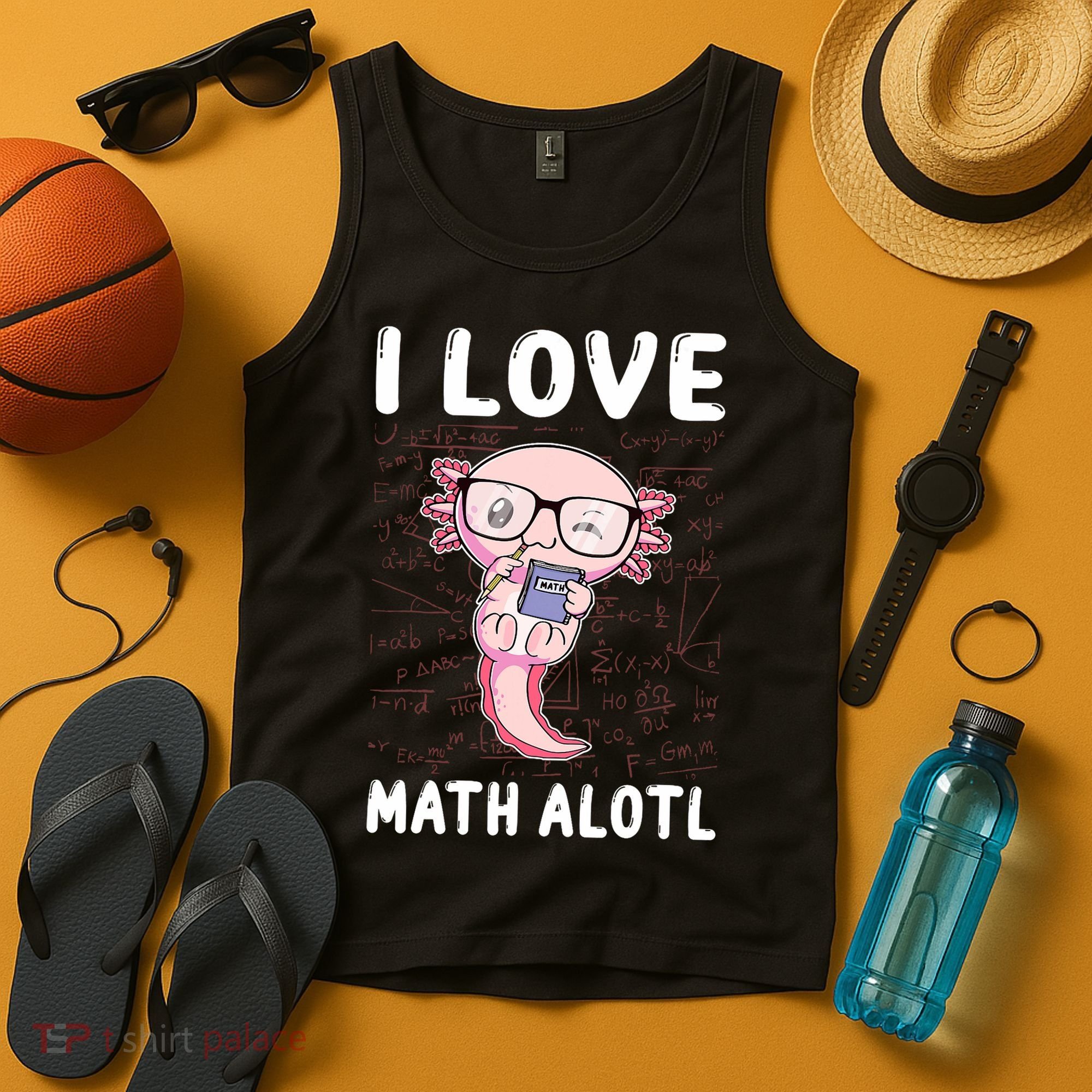 Kawaii Axolotl Pun Funny I Love Math Alotl Math Tank Top