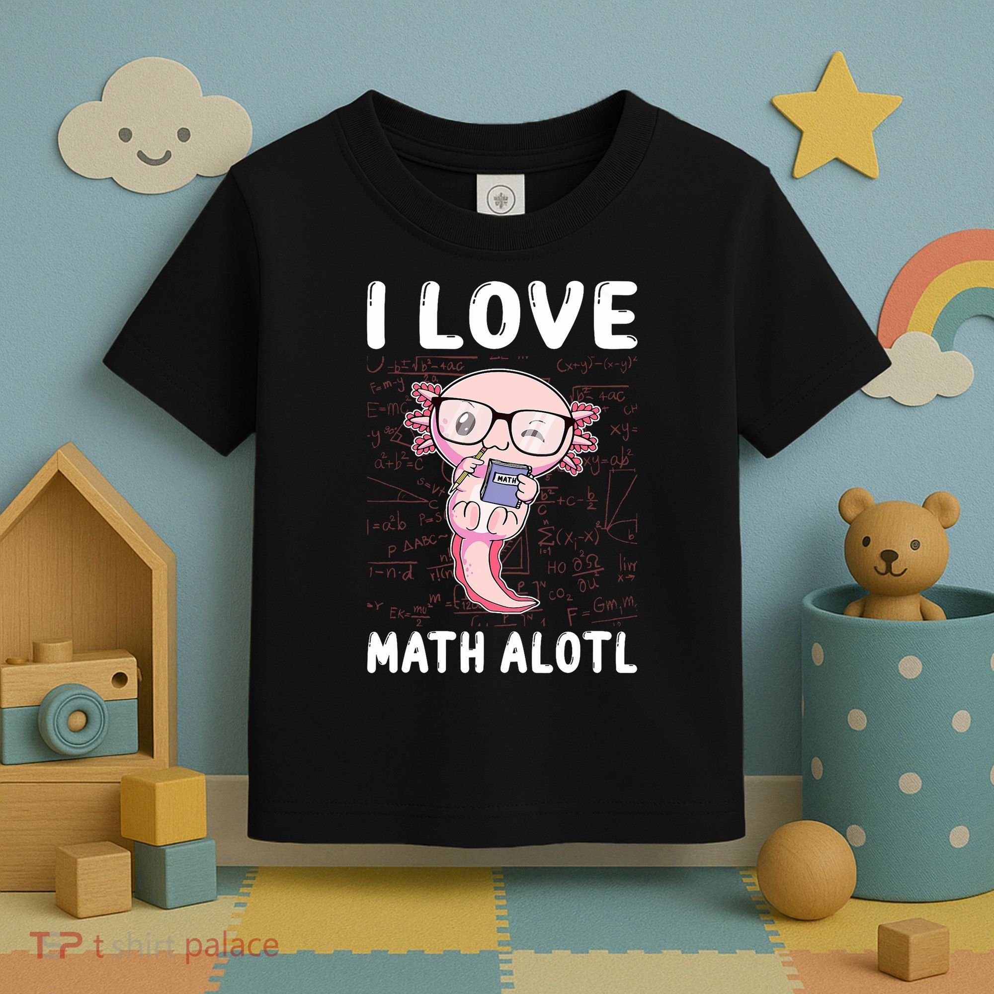 Kawaii Axolotl Pun Funny I Love Math Alotl Math Toddler T-Shirt
