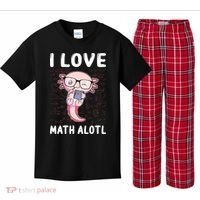 Kawaii Axolotl Pun Funny I Love Math Alotl Math Kids Plaid Pajama Set thumb 0