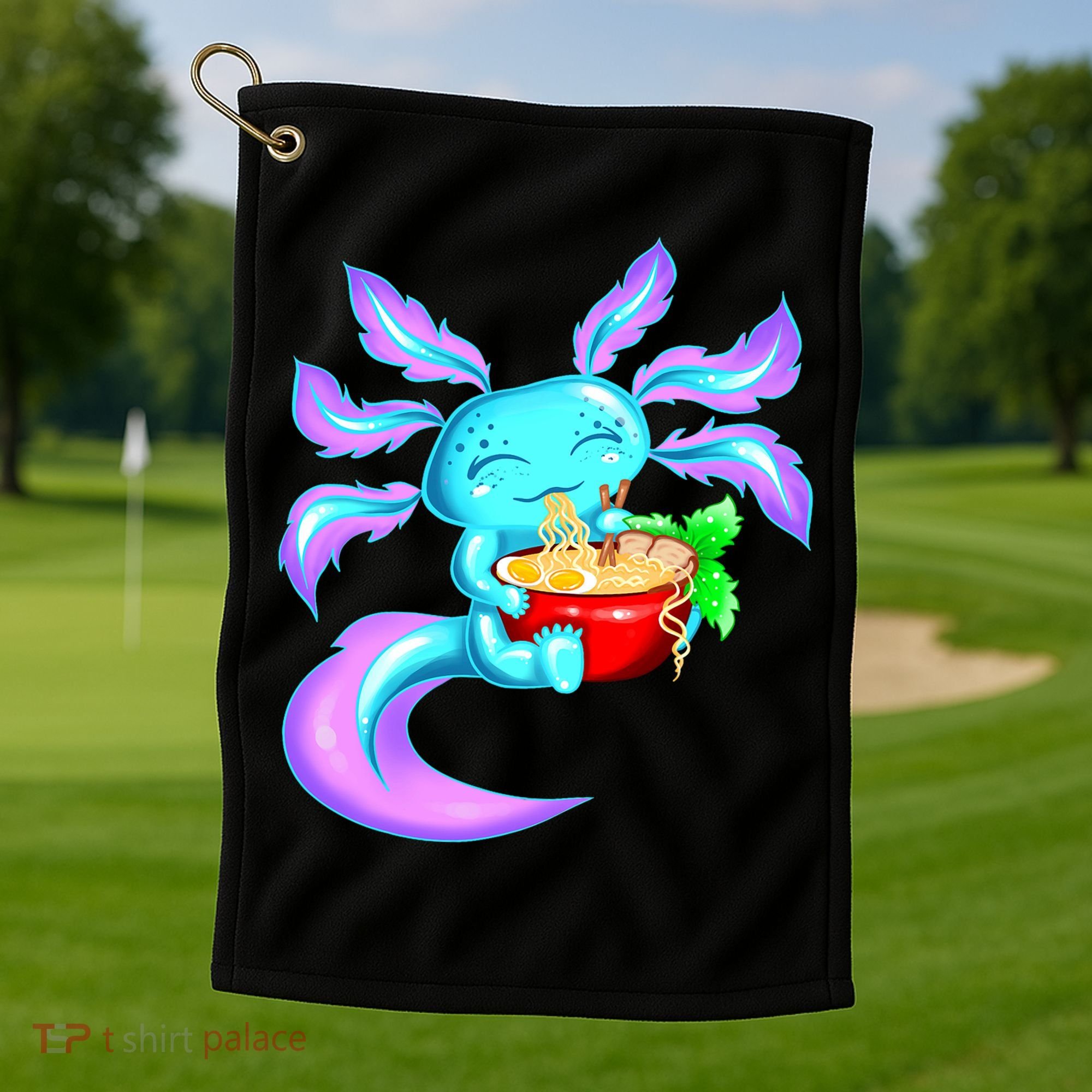 Kawaii Axolotl Ramen Cute Miracle Amphibian Golf Towel