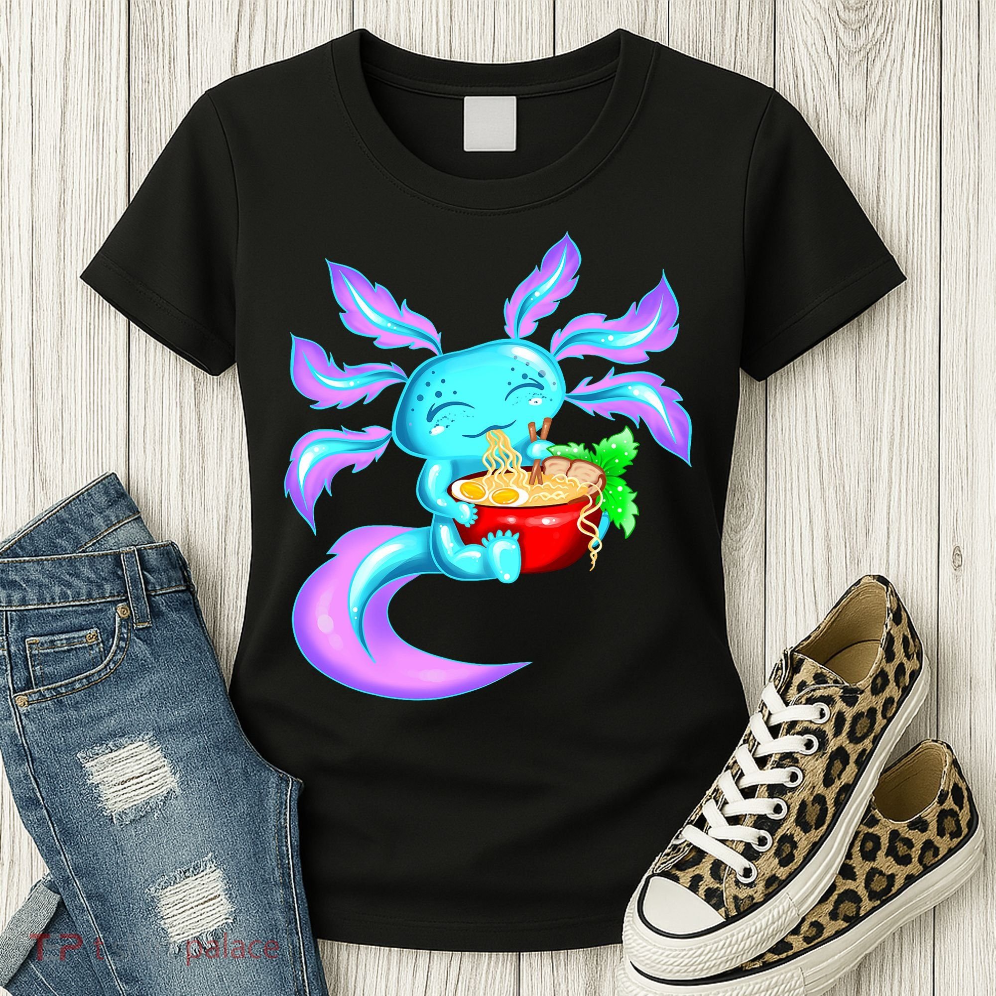 Kawaii Axolotl Ramen Cute Miracle Amphibian Women's T-Shirt