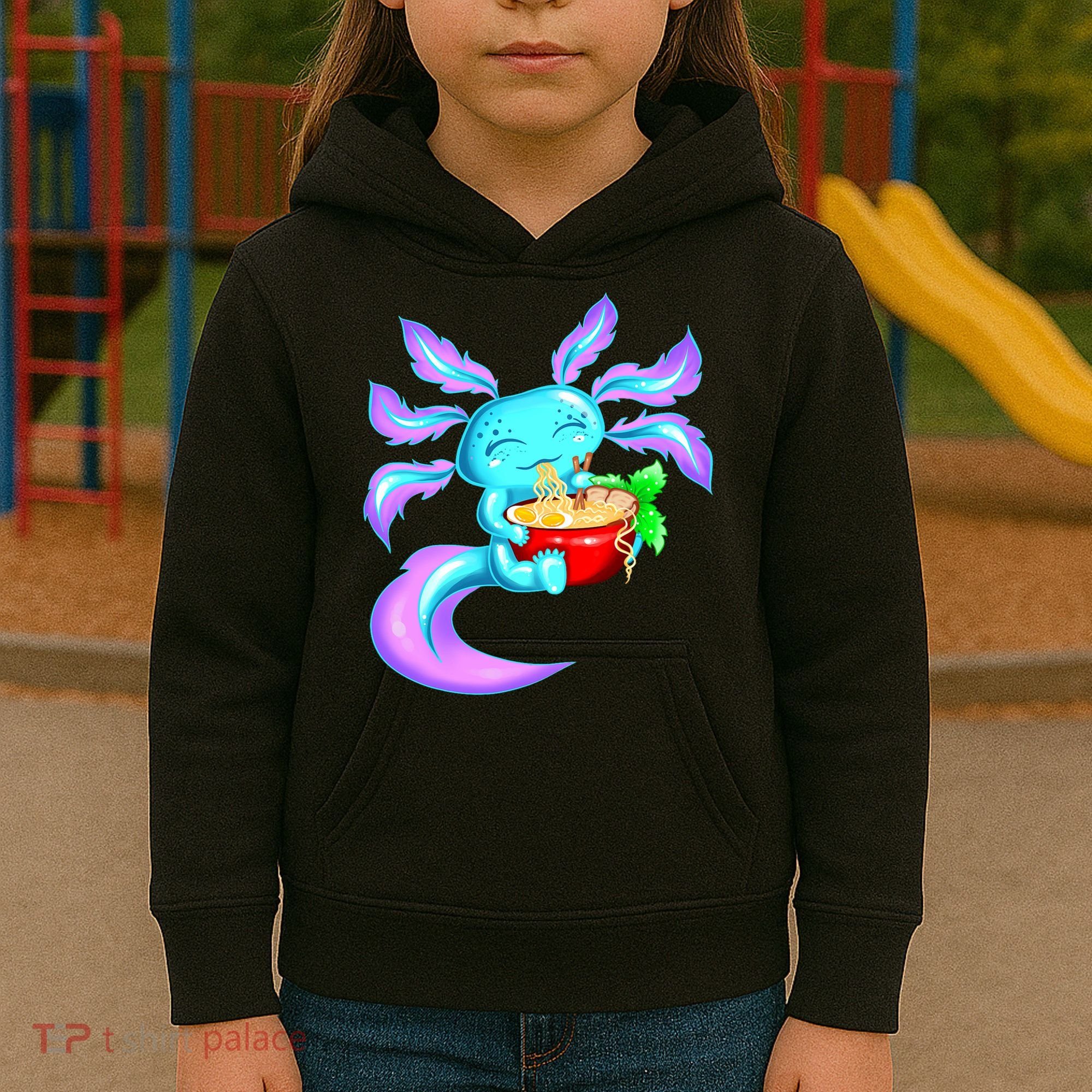 Kawaii Axolotl Ramen Cute Miracle Amphibian Kids Hoodie