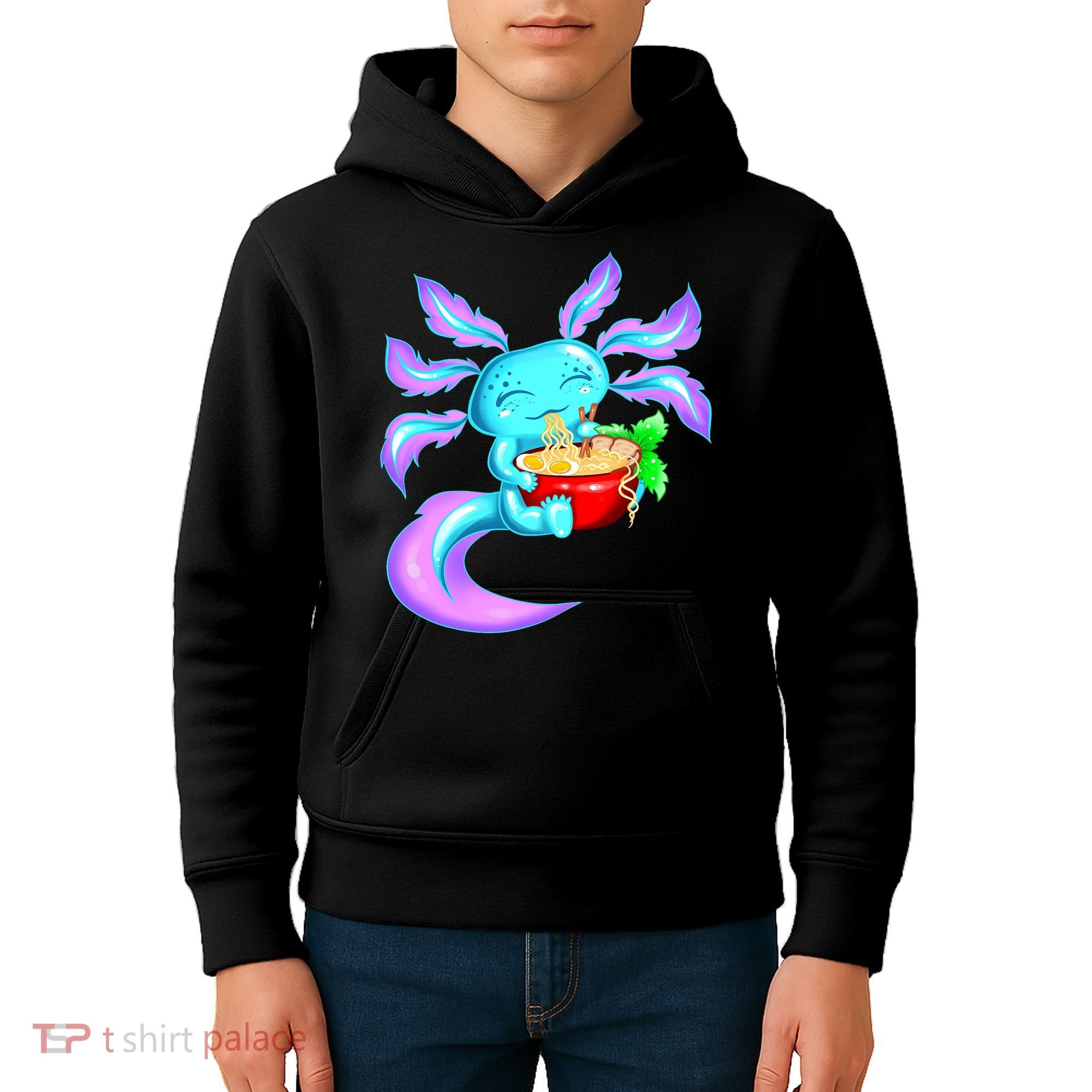 Kawaii Axolotl Ramen Cute Miracle Amphibian Kids Hoodie