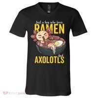 Kawaii Axolotl Ramen Noodle Anime Kawaii Axolotl V-Neck T-Shirt thumb 0