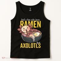 Kawaii Axolotl Ramen Noodle Anime Kawaii Axolotl Tank Top thumb 2