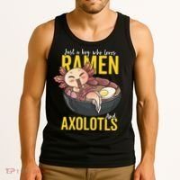 Kawaii Axolotl Ramen Noodle Anime Kawaii Axolotl Tank Top thumb 3