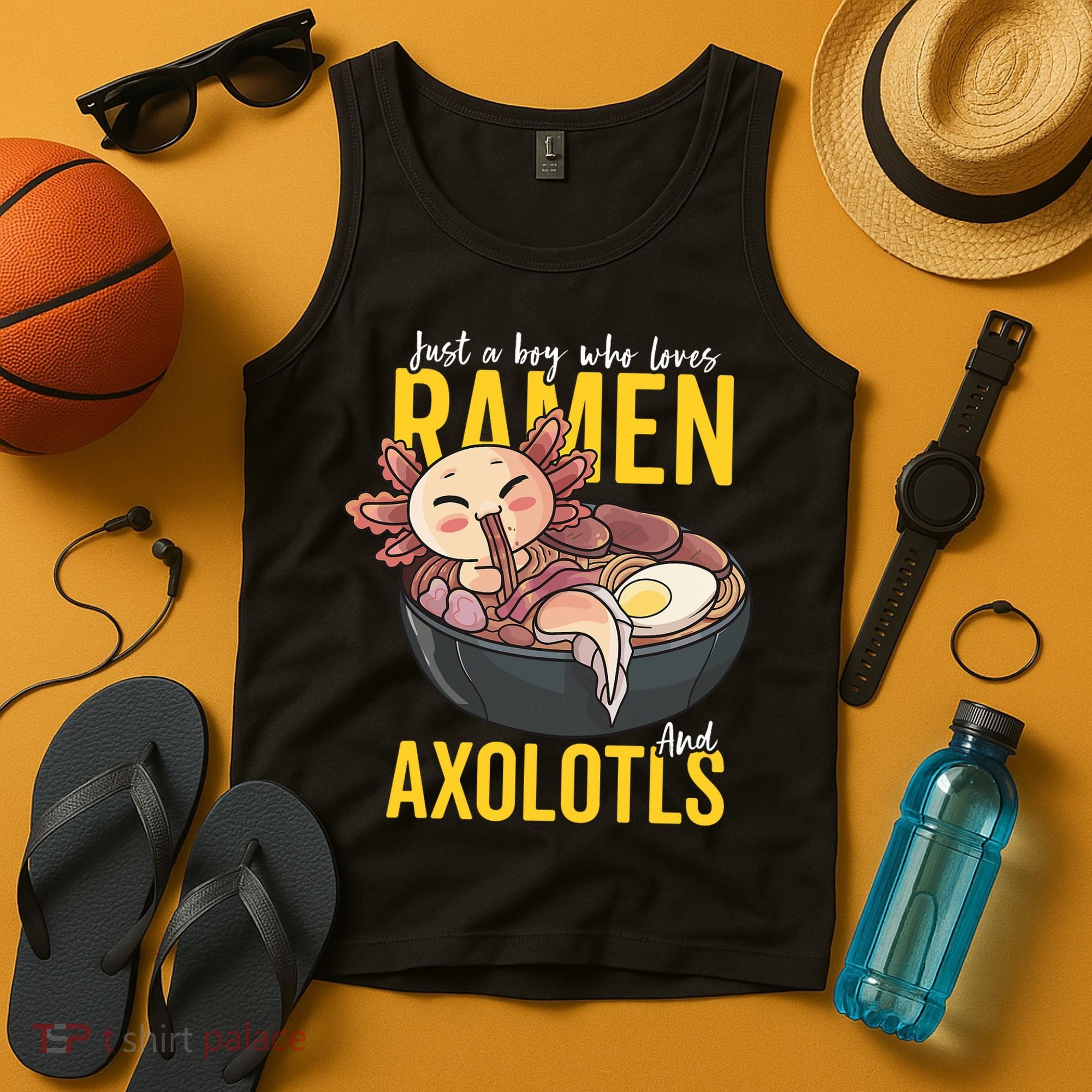 Kawaii Axolotl Ramen Noodle Anime Kawaii Axolotl Tank Top
