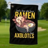 Kawaii Axolotl Ramen Noodle Anime Kawaii Axolotl Golf Towel thumb 1