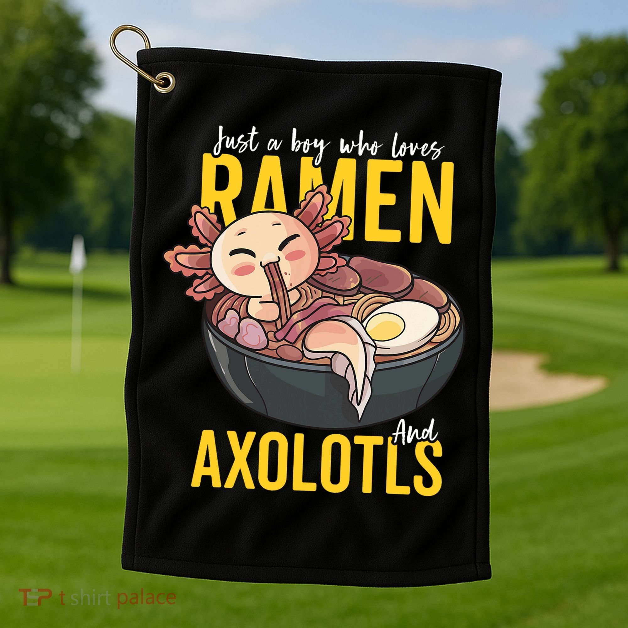Kawaii Axolotl Ramen Noodle Anime Kawaii Axolotl Golf Towel