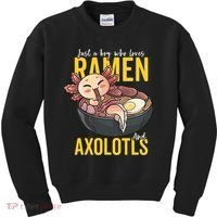 Kawaii Axolotl Ramen Noodle Anime Kawaii Axolotl Kids Sweatshirt thumb 0