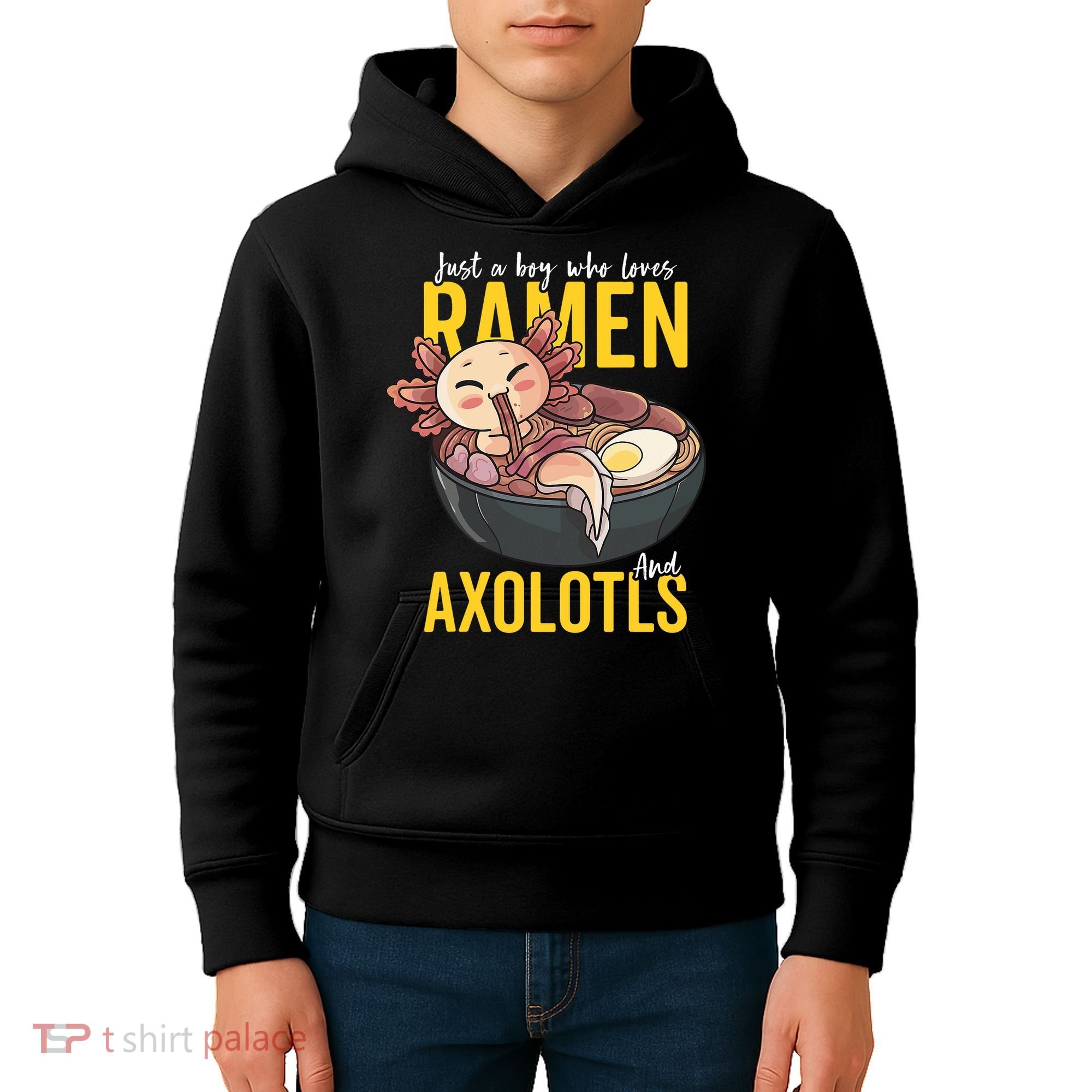Kawaii Axolotl Ramen Noodle Anime Kawaii Axolotl Kids Hoodie