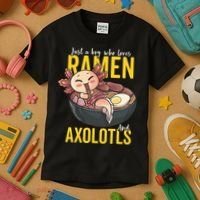 Kawaii Axolotl Ramen Noodle Anime Kawaii Axolotl Kids T-Shirt thumb 3